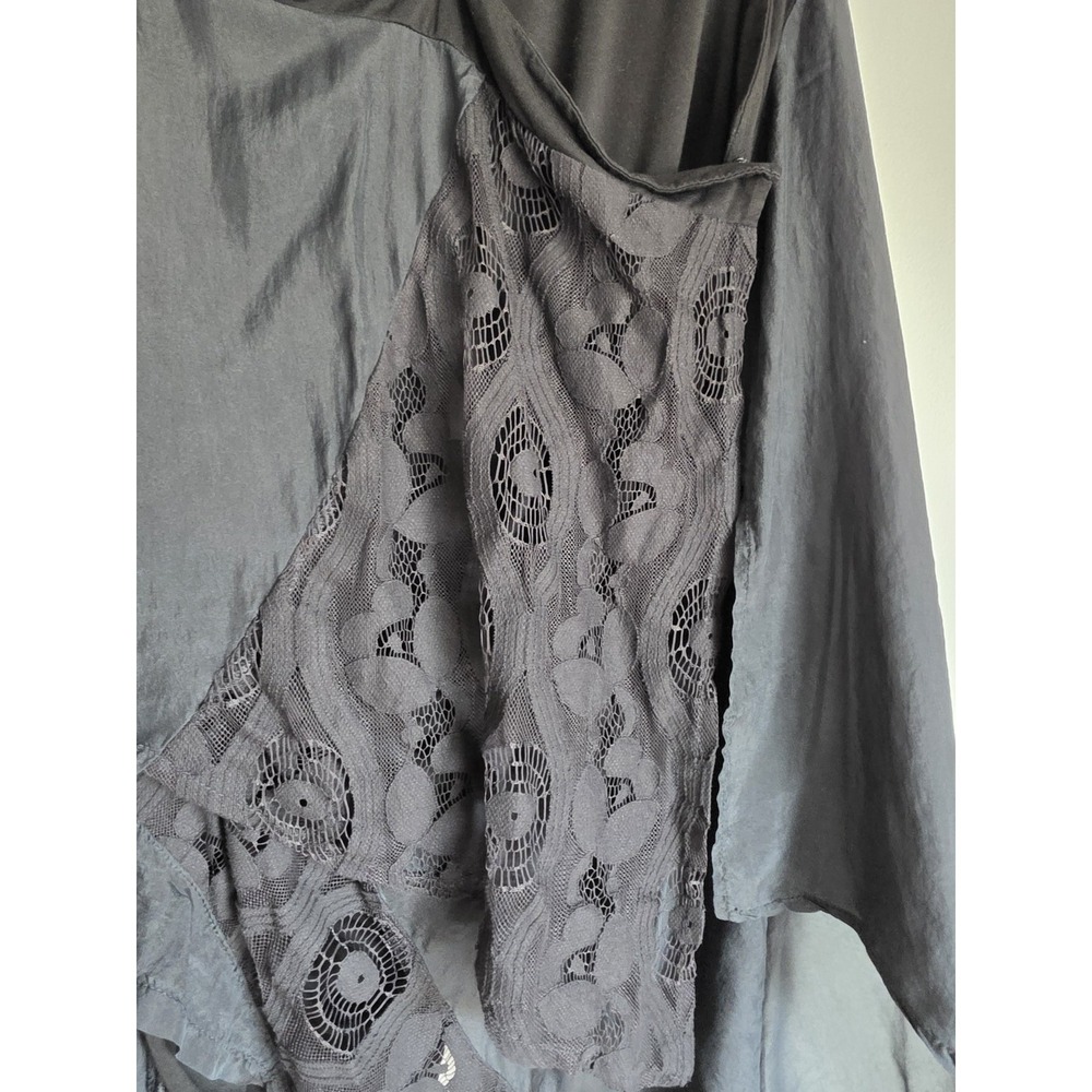 Umbrale Black Handkerchief Hem Skirt - Size 40 - Mixed Media Lace & Satin - Picture 3 of 5